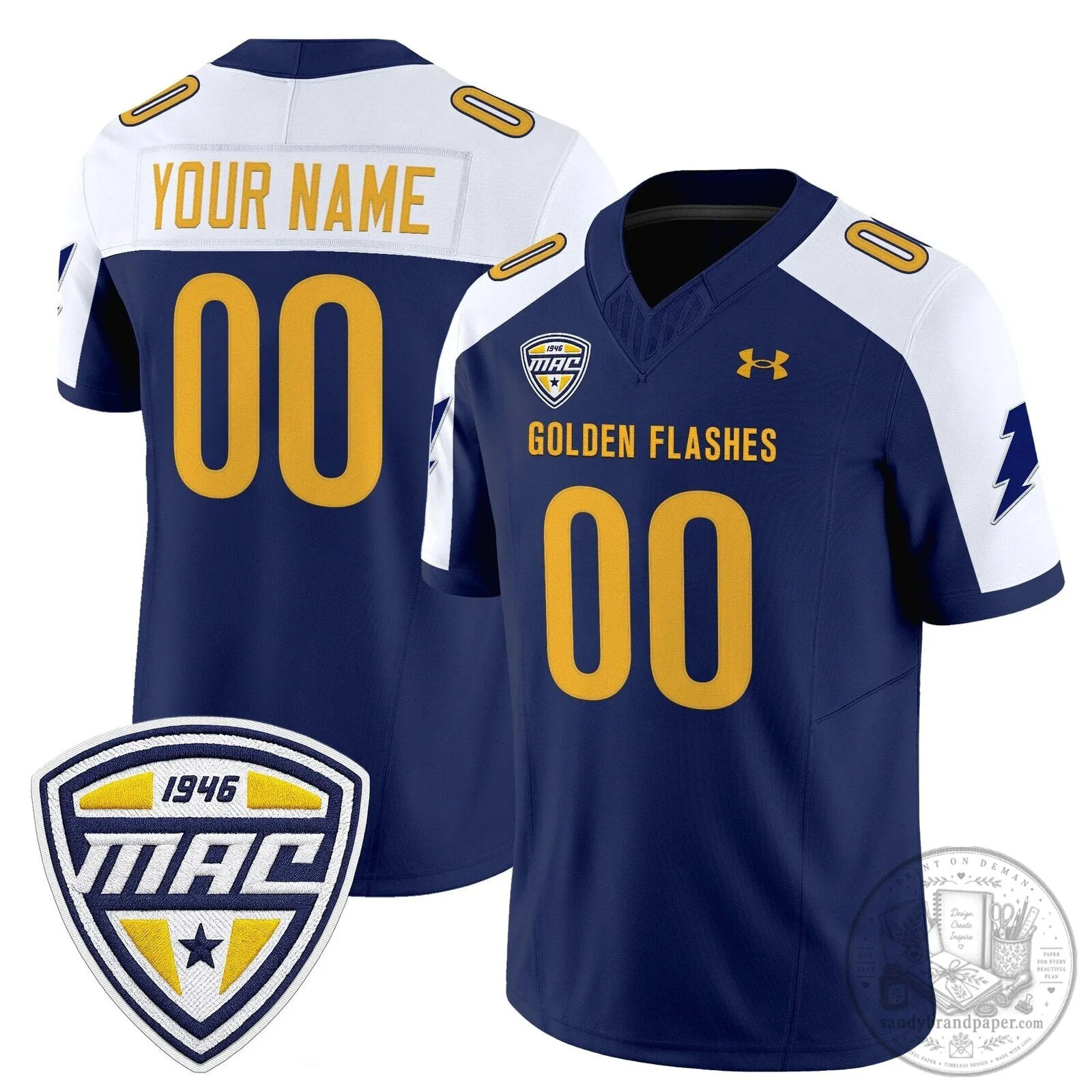 Personalized Football Jersey for Kent State Golden Flashes Team 9 Personalized Football Jersey for Kent State Golden Flashes Team