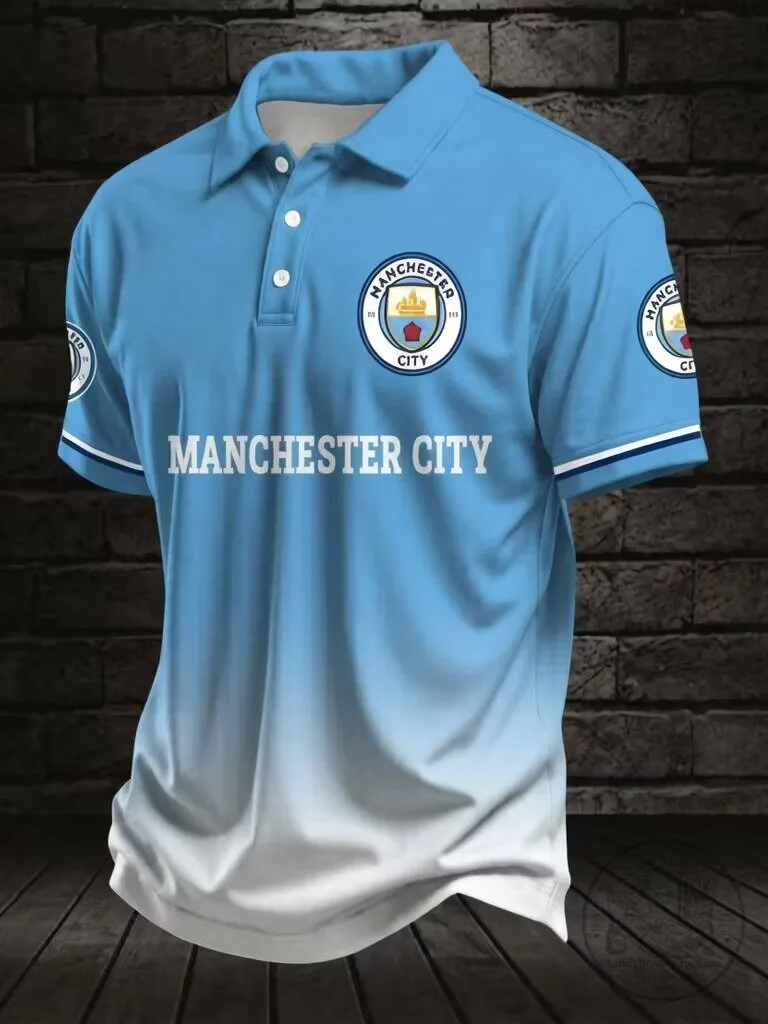 Manchester City Football Club Sky Blue Gradient Polo Shirt