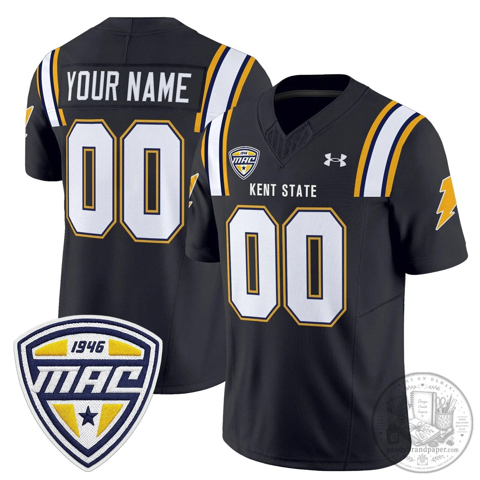 Custom Stitched Football Jersey for Kent State Golden Flashes 6 Custom Stitched Football Jersey for Kent State Golden Flashes