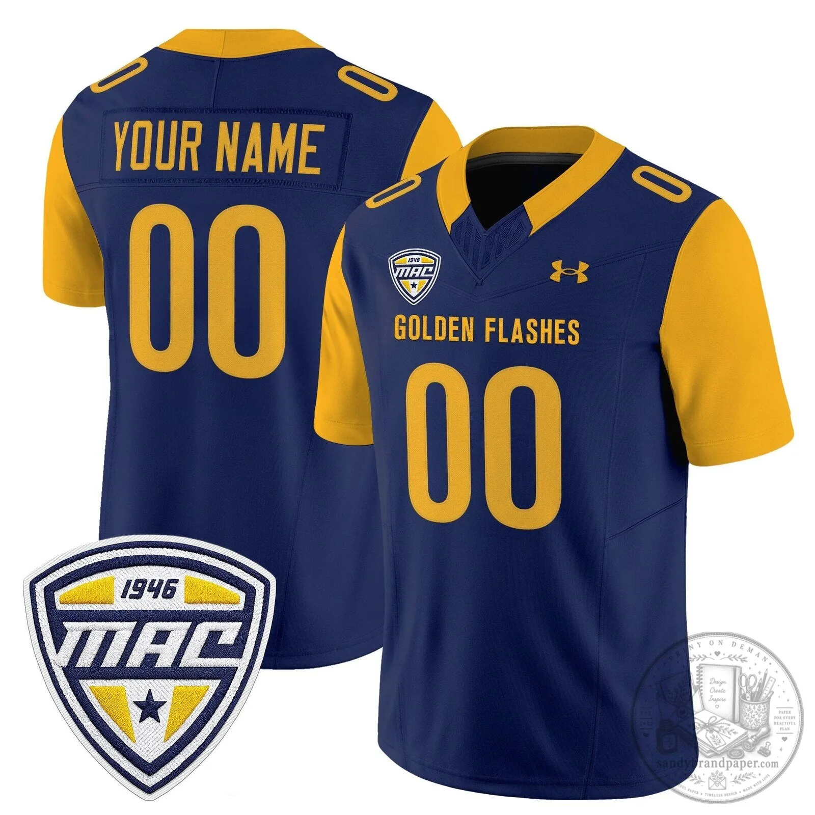 Custom Stitched Football Jersey for Kent State Golden Flashes 7 Custom Stitched Football Jersey for Kent State Golden Flashes