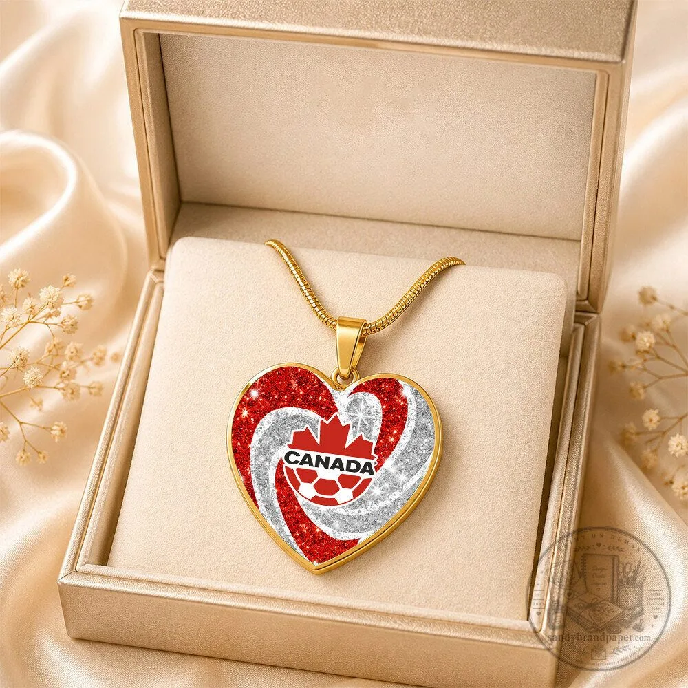 Canada Soccer World Cup Heart Pendant Necklace for Women