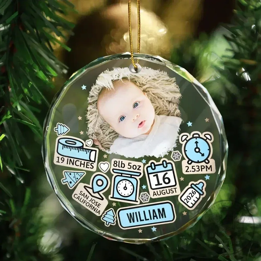 Baby Girl First Christmas Personalized Round Glass Ornament 8 Baby Girl First Christmas Personalized Round Glass Ornament