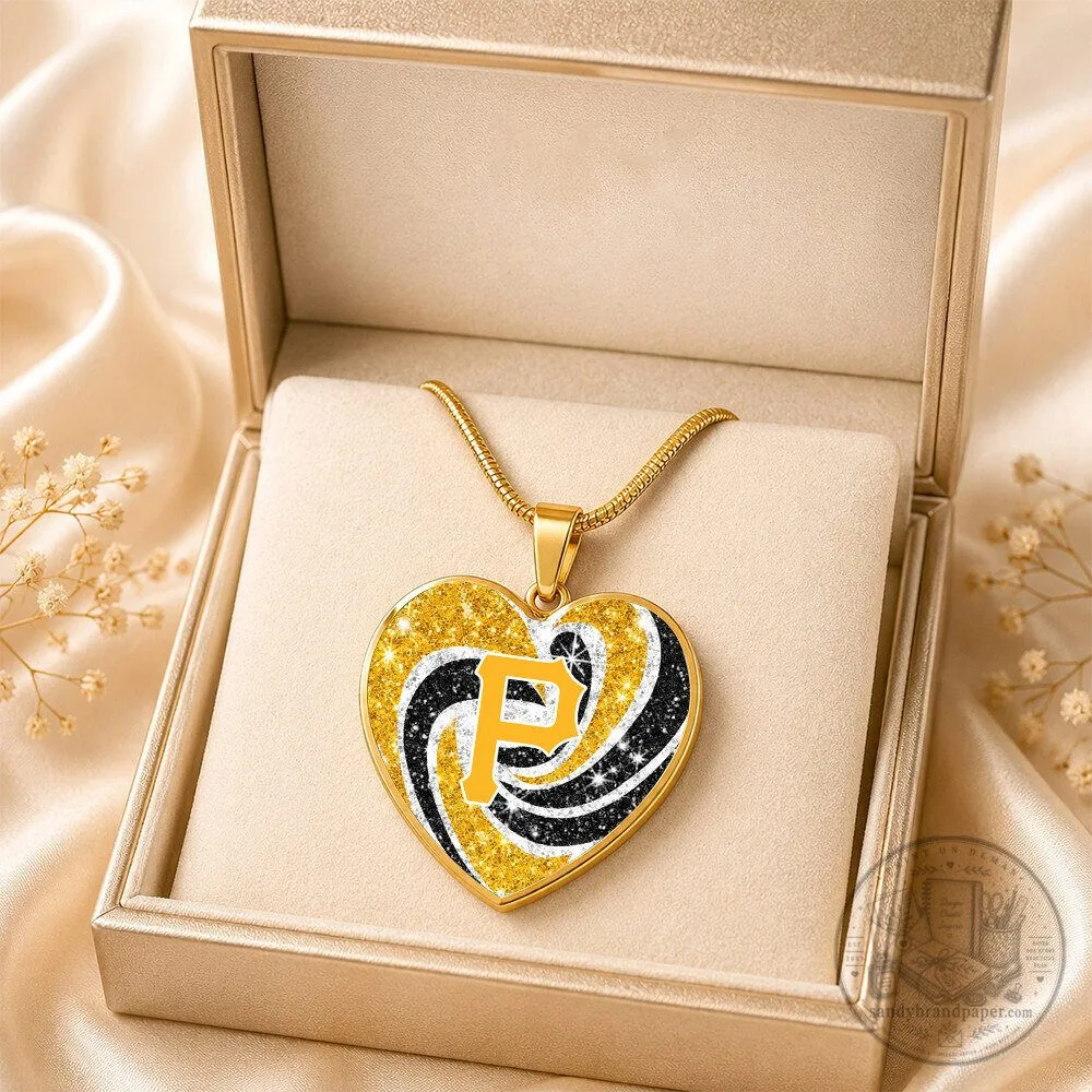 Pittsburgh Pirates Baseball Team Heart Pendant Necklace for Women