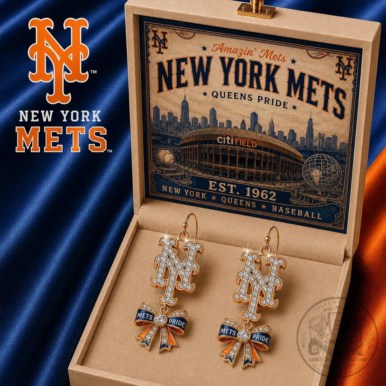 New York Mets Queens Pride Dangle Earrings with Bows