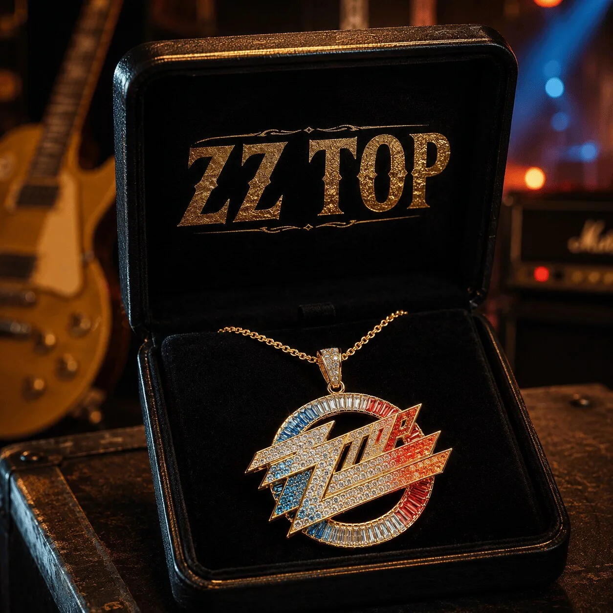 ZZ Top Diamond Encrusted Logo Pendant Necklace