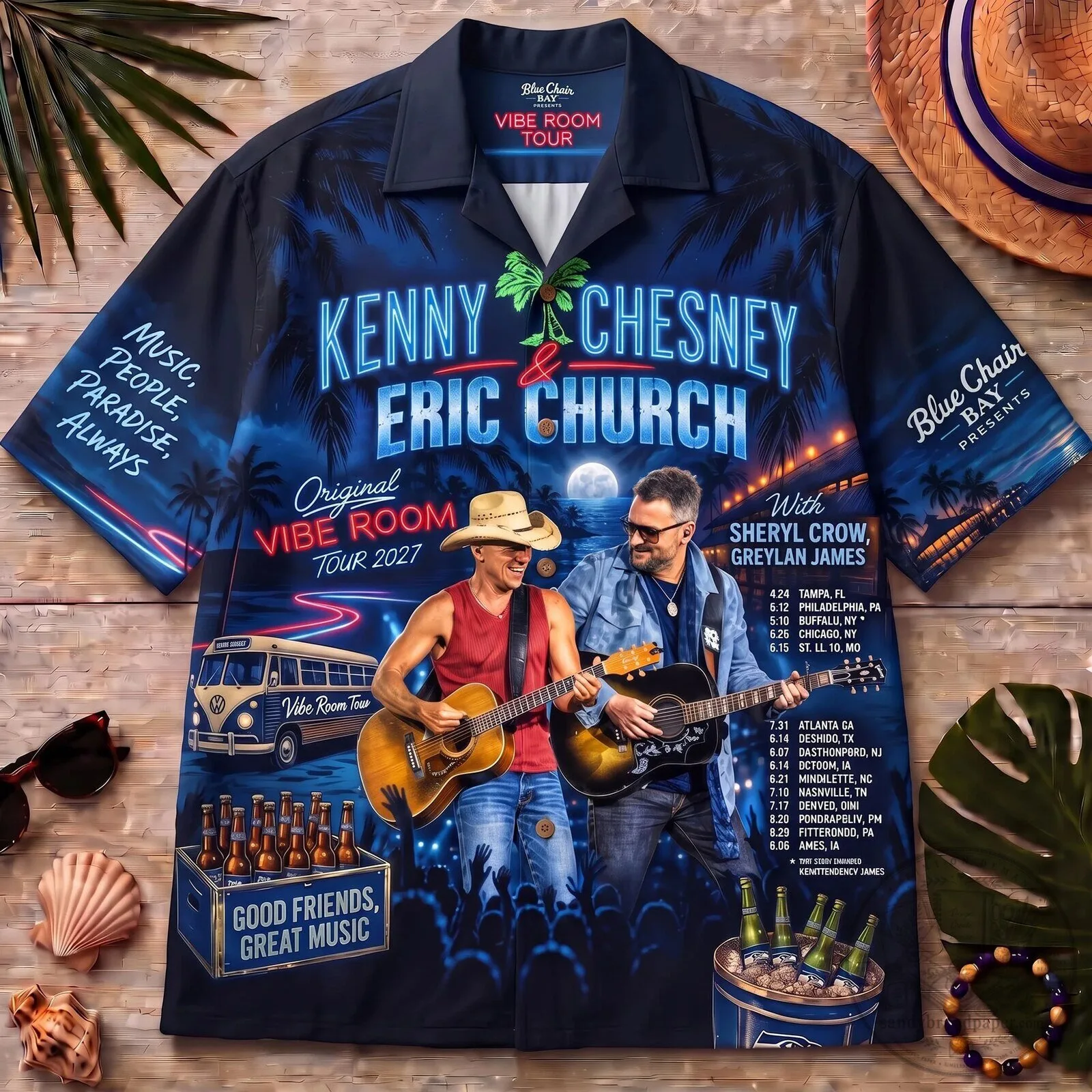 Kenny Chesney and Eric Church Vibe Room Tour 2027 Hawaiian Shirt