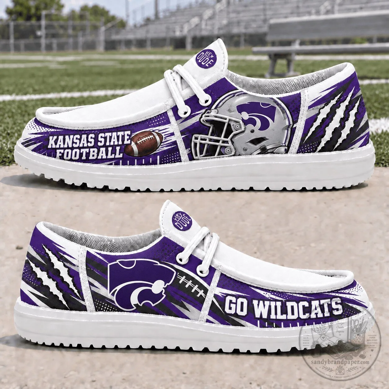 Kansas State Wildcats Football Team Logo Slip-On Shoes for Men and Women
