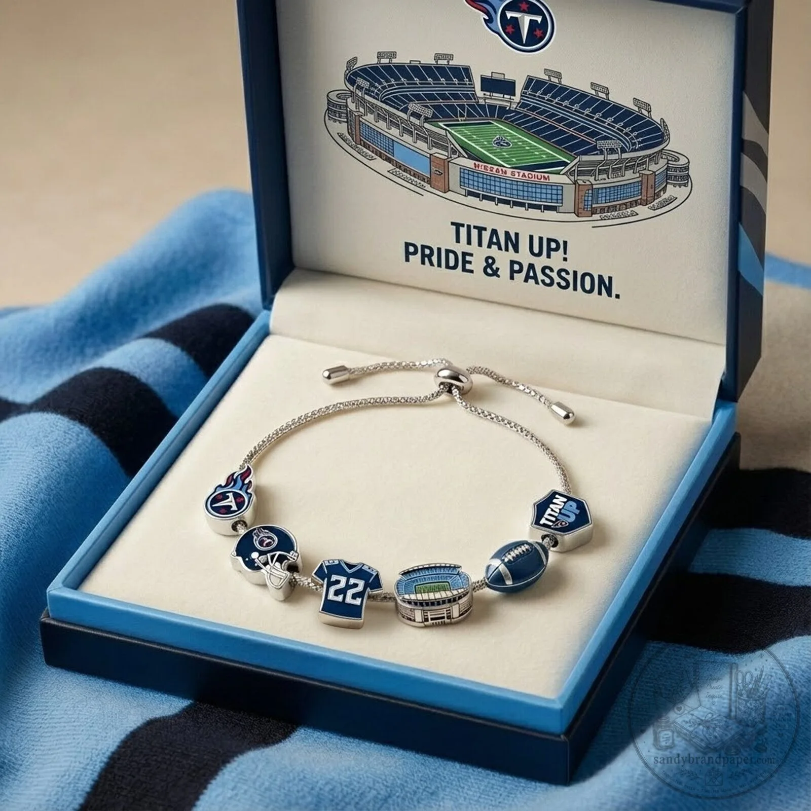 Tennessee Titans Football Team Adjustable Charm Bracelet