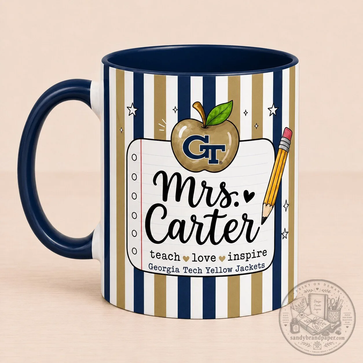 Georgia Tech Yellow Jackets Personalized Teacher Appreciation Coffee Mug