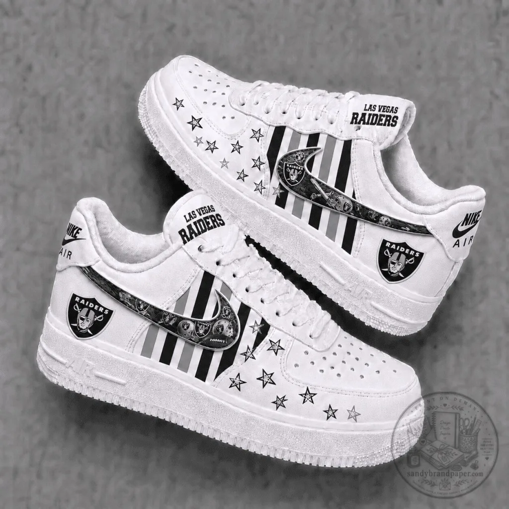 Las Vegas Raiders Custom Nike Air Force 1 Low Top Sneakers Las Vegas Raiders Custom Nike Air Force 1 Low Top Sneakers