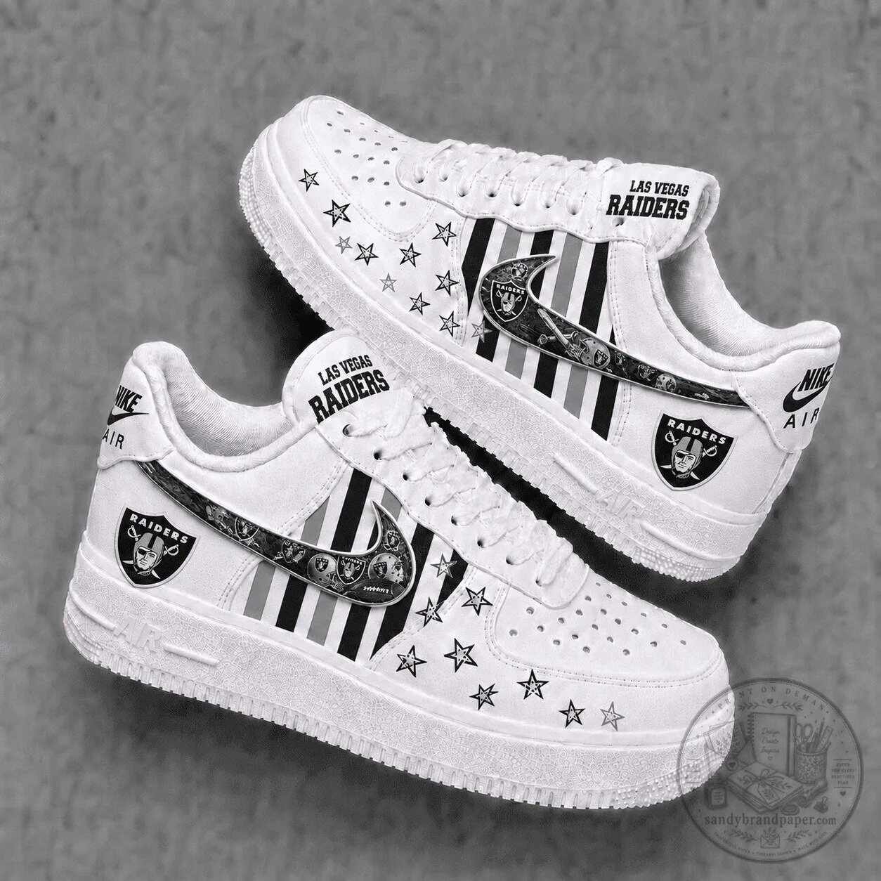 Las Vegas Raiders Custom Nike Air Force 1 Low Top Sneakers