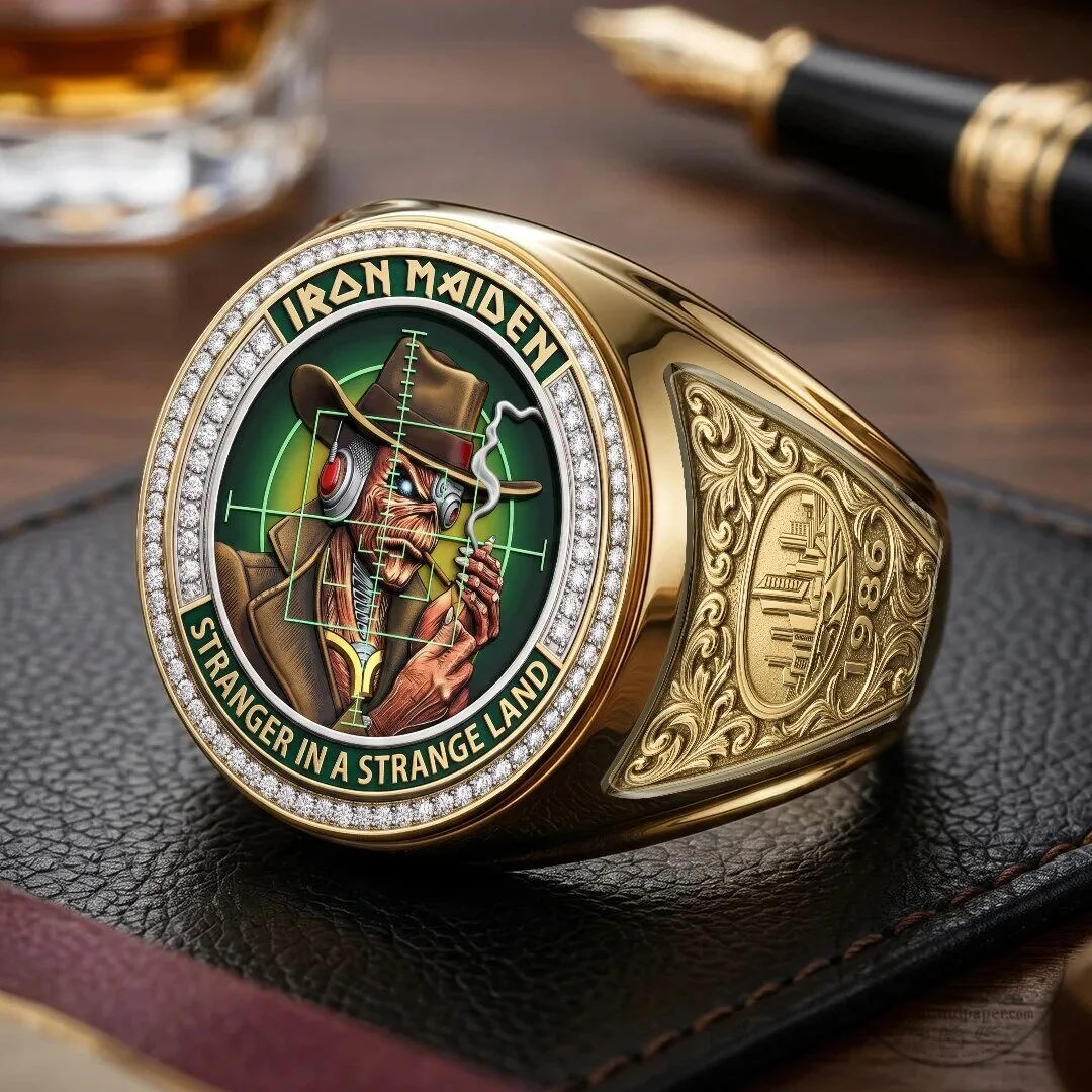 Iron Maiden Stranger In A Strange Land Eddie The Head Gold Ring