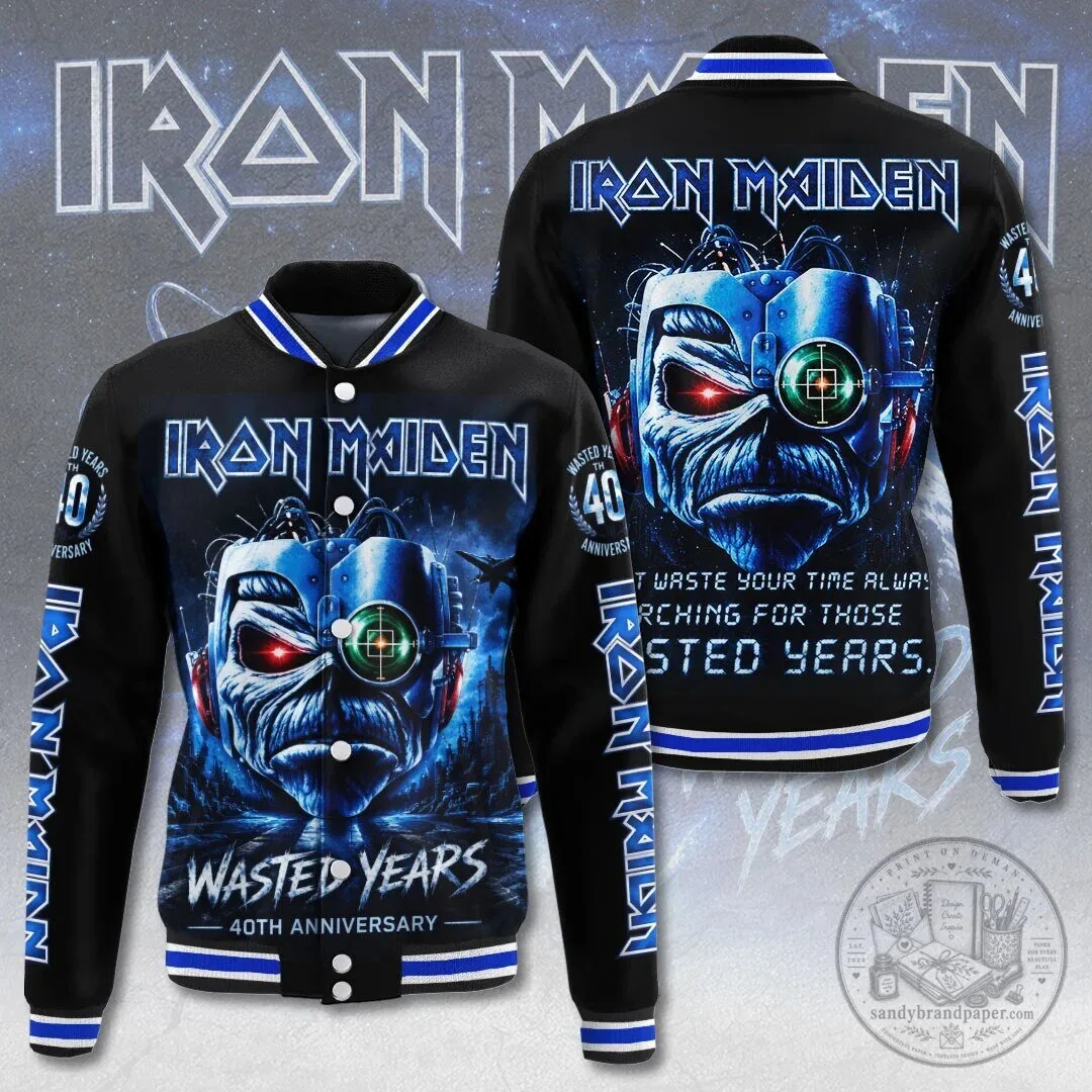 Iron Maiden Wasted Years 40th Anniversary Varsity Jacket
