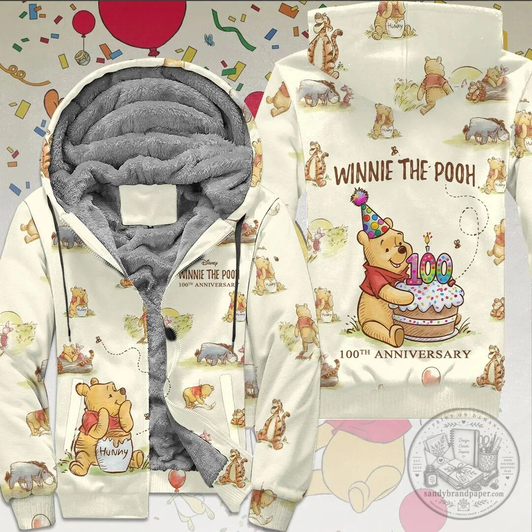 Winnie The Pooh 100th Anniversary Fleece Lined Zip Up Hoodie