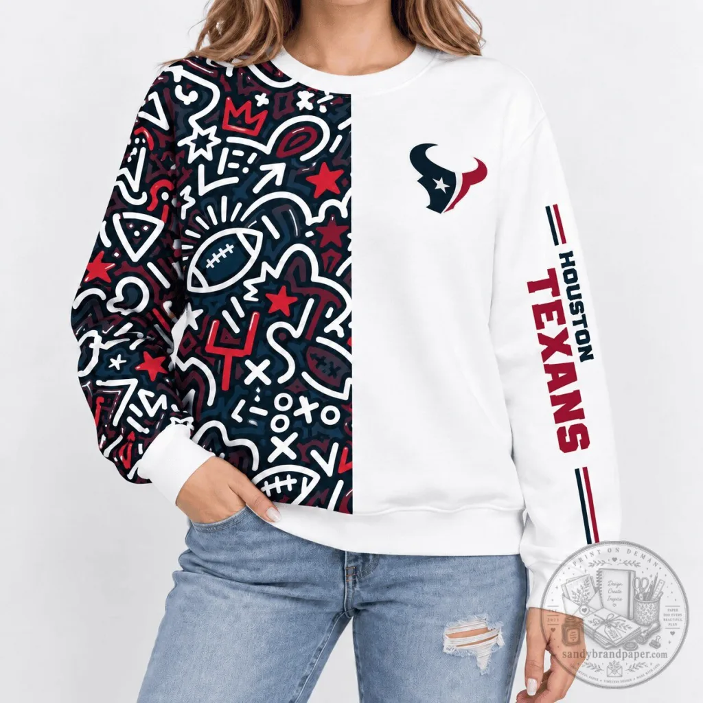 Houston Texans NFL Pop Art Doodle White and Red Football Fan Sweatshirt 51 Houston Texans NFL Pop Art Doodle White and Red Football Fan Sweatshirt