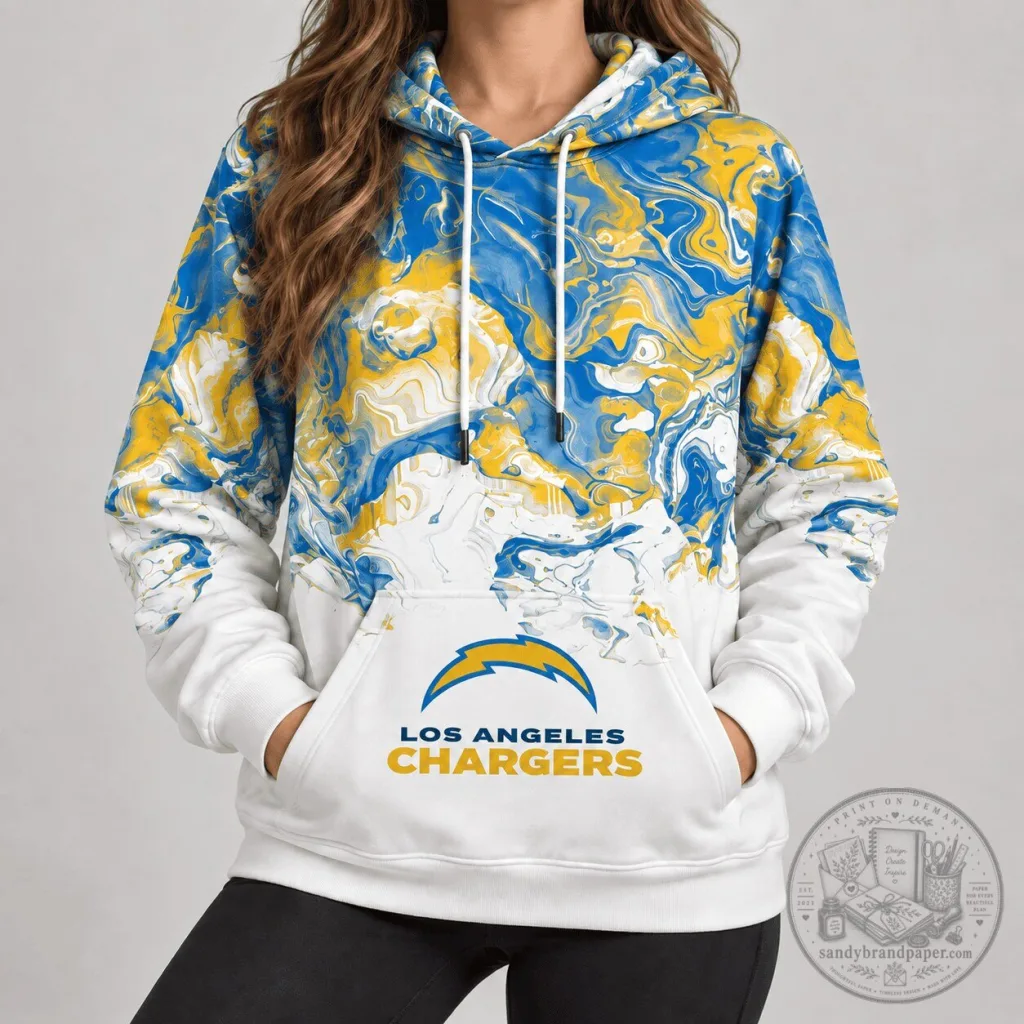 Los Angeles Chargers Marble Swirl Design Team Colors Hoodie Los Angeles Chargers Marble Swirl Design Team Colors Hoodie
