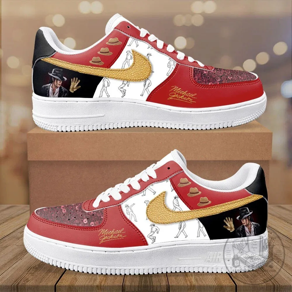 Michael Jackson Red Sequin Custom Air Force One Sneakers