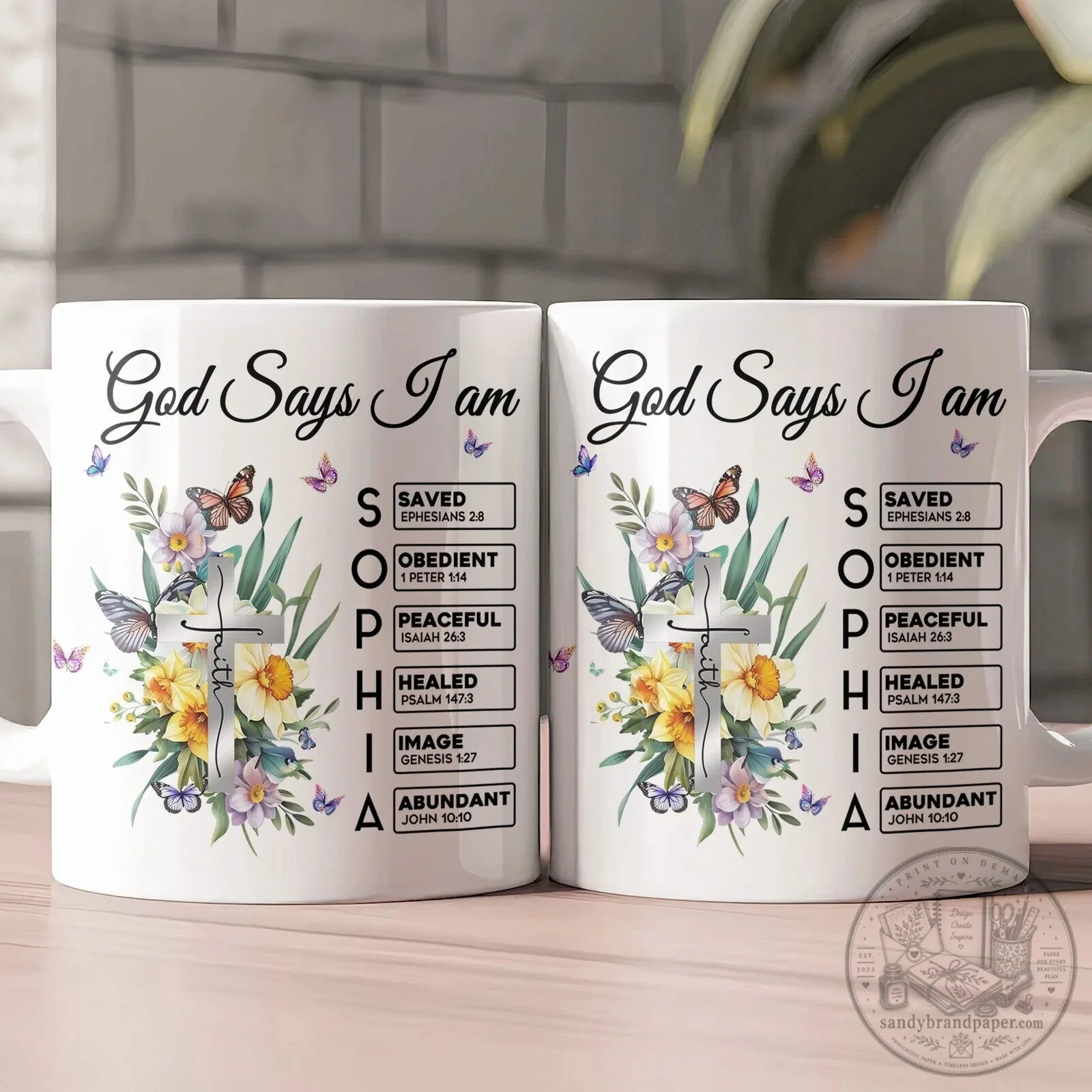 Personalized God Says I Am Sophia Christian Faith Butterfly Floral Coffee Mug 7 Personalized God Says I Am Sophia Christian Faith Butterfly Floral Coffee Mug