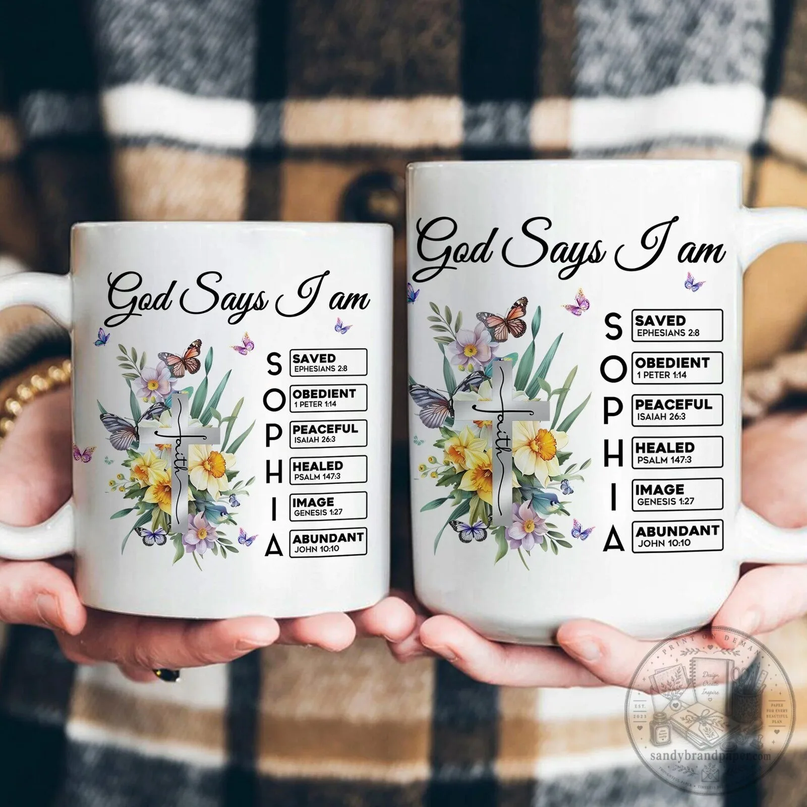 Personalized God Says I Am Sophia Christian Faith Butterfly Floral Coffee Mug 9 Personalized God Says I Am Sophia Christian Faith Butterfly Floral Coffee Mug