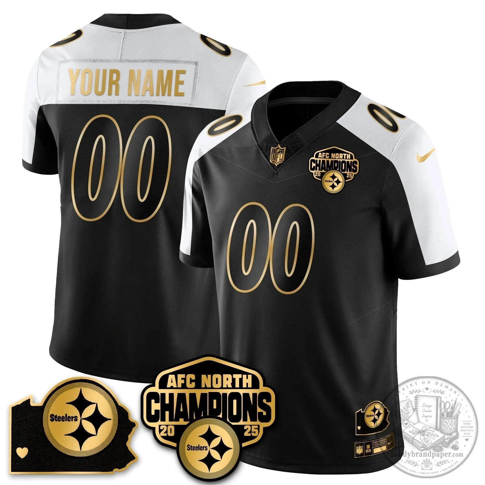 Custom Football Jersey for 2025 AFC North Champions - Pittsburgh Steelers 11 Custom Football Jersey for 2025 AFC North Champions - Pittsburgh Steelers