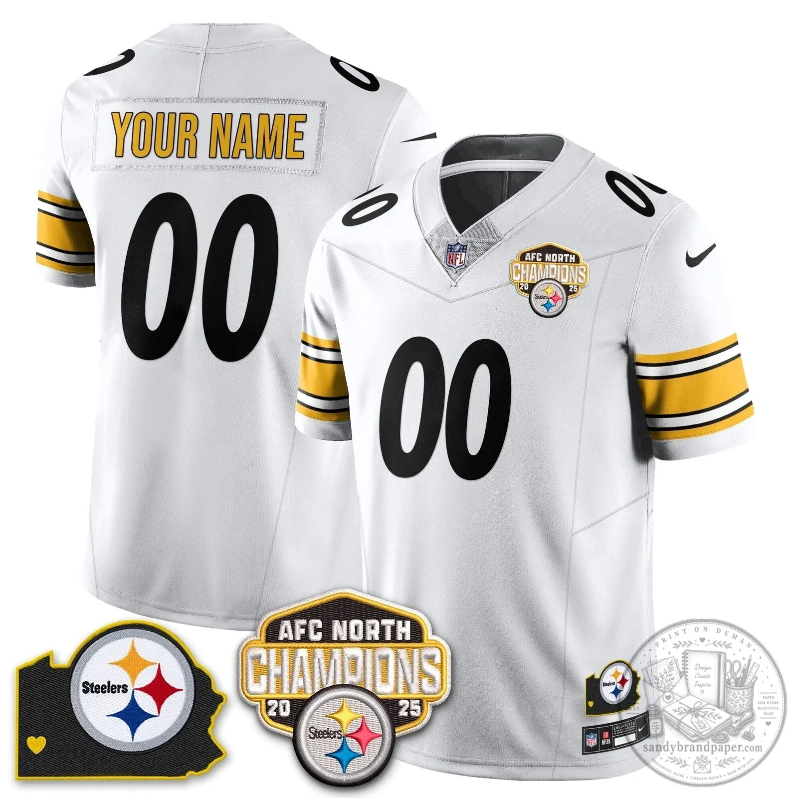Custom Football Jersey for 2025 AFC North Champions - Pittsburgh Steelers 12 Custom Football Jersey for 2025 AFC North Champions - Pittsburgh Steelers