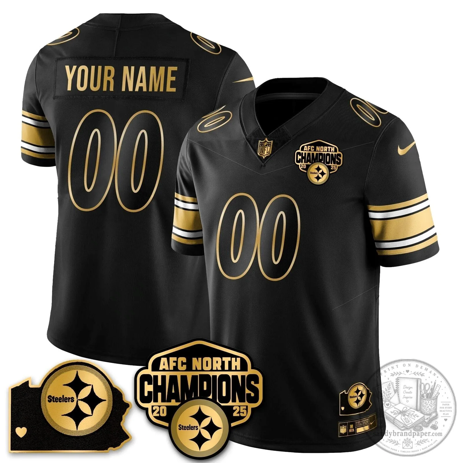 Custom Football Jersey for 2025 AFC North Champions - Pittsburgh Steelers 13 Custom Football Jersey for 2025 AFC North Champions - Pittsburgh Steelers