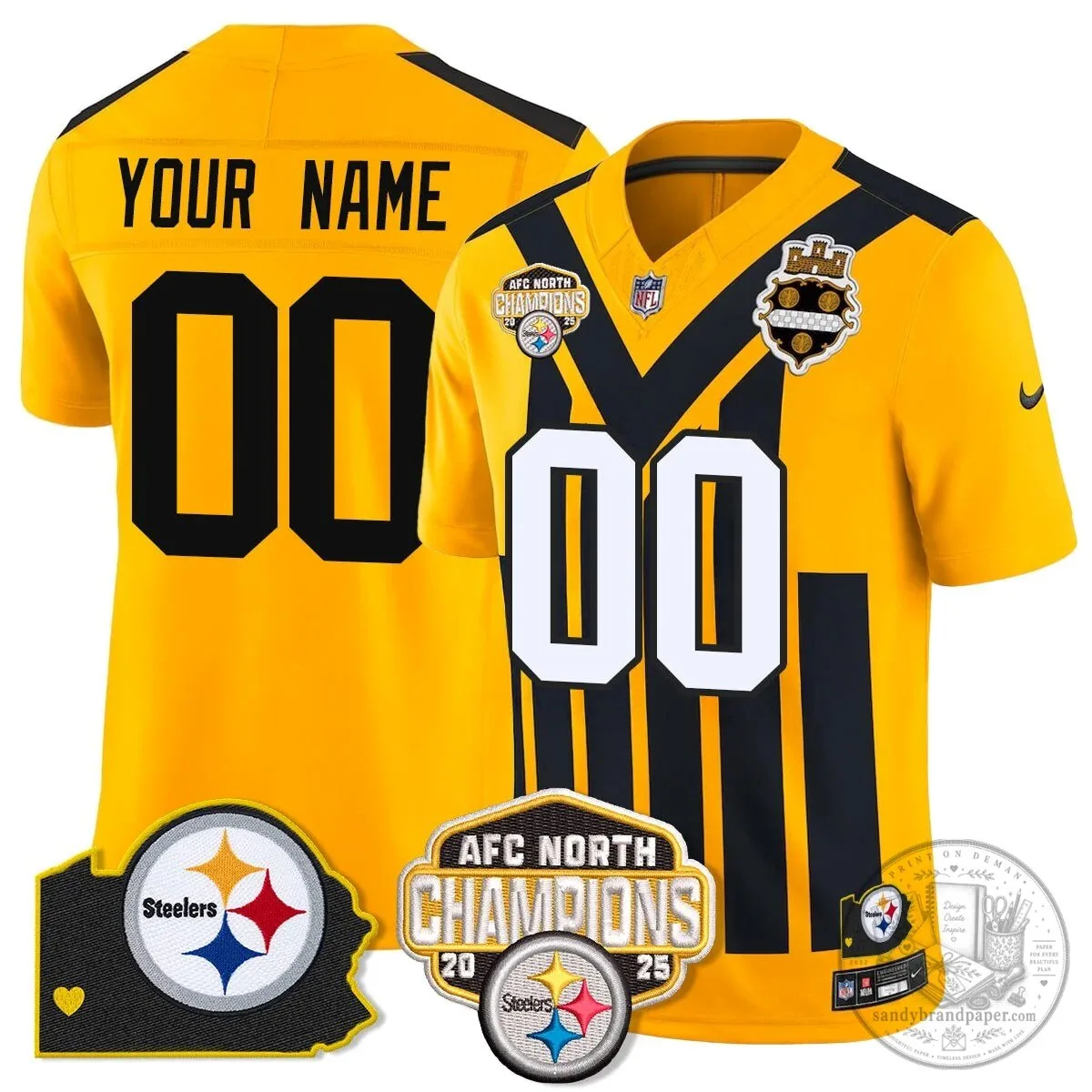 Custom Football Jersey for 2025 AFC North Champions - Pittsburgh Steelers 16 Custom Football Jersey for 2025 AFC North Champions - Pittsburgh Steelers