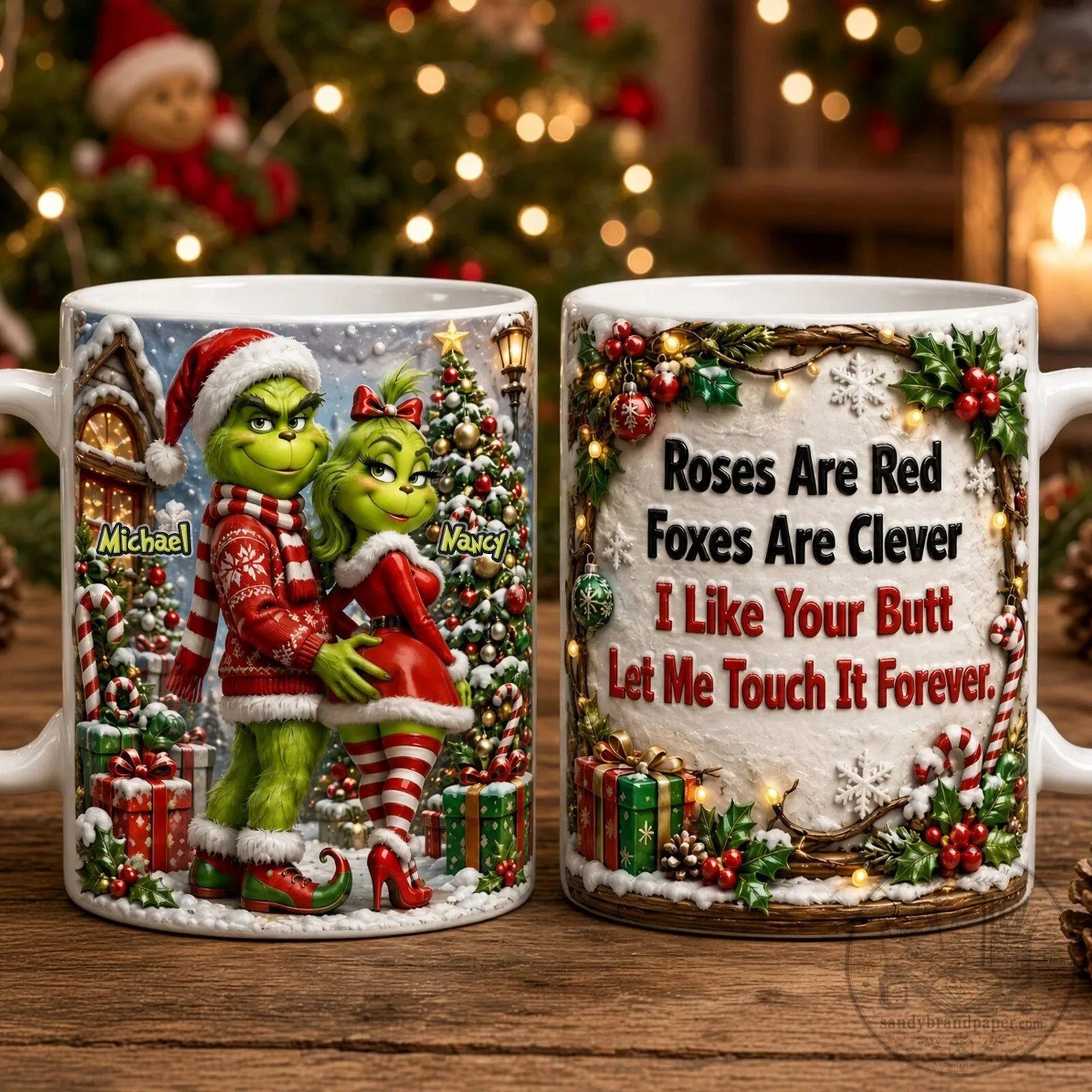 Funny Grinch Christmas Couple Coffee Mug - Personalized Holiday Gift