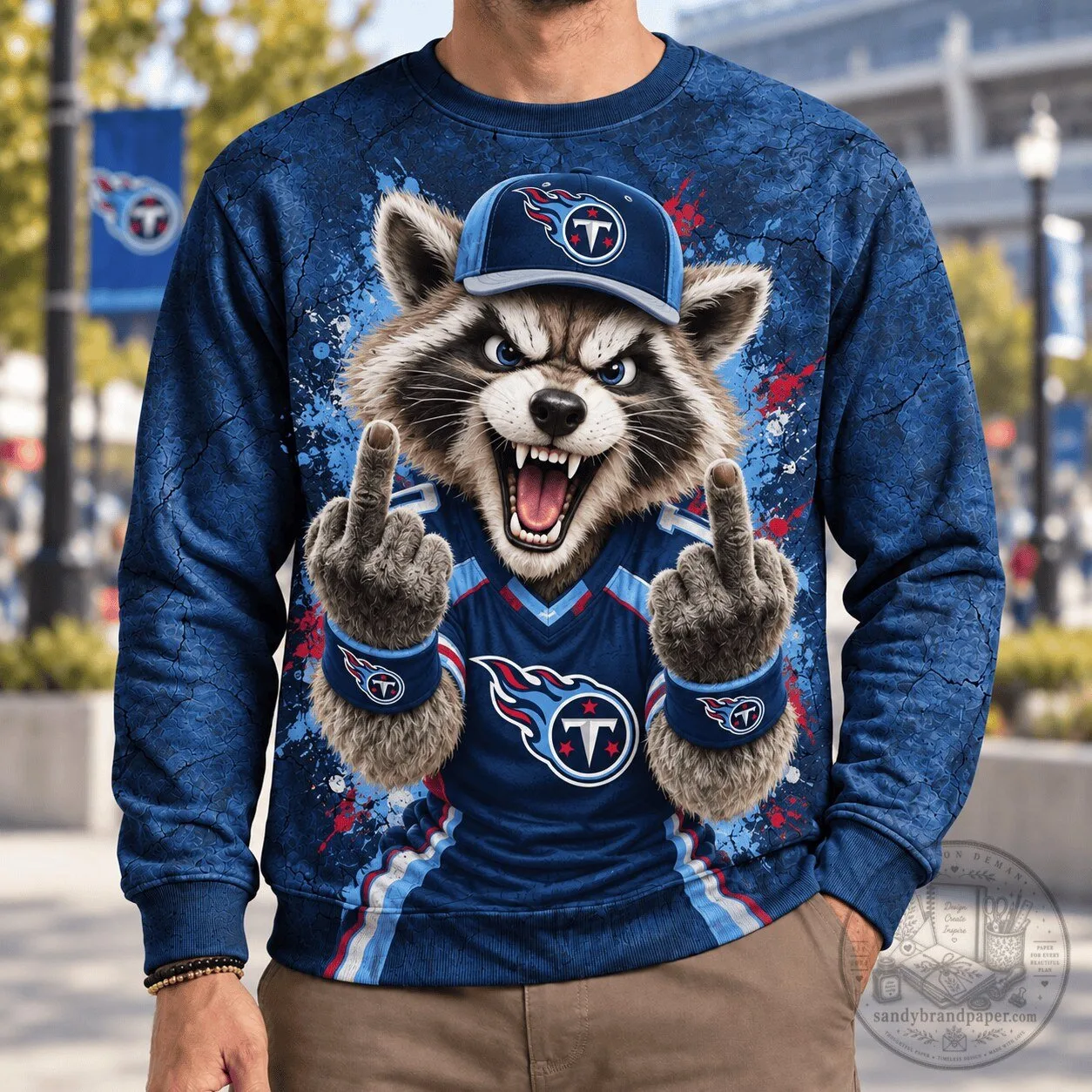 Tennessee Titans Raccoon Mascot Middle Finger Funny Football Fan Sweatshirt