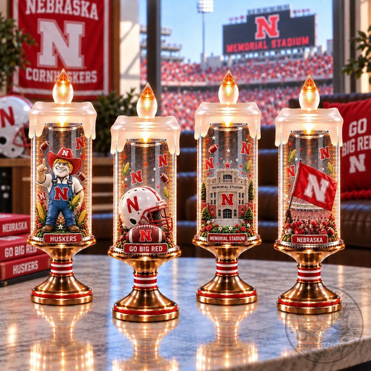Nebraska Cornhuskers Football Team LED Candle Set