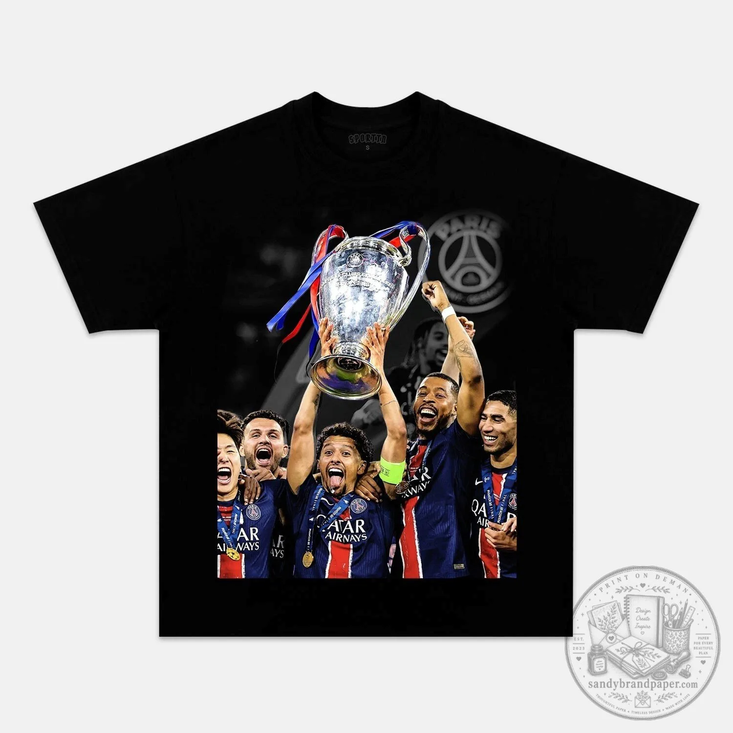 Paris Saint-Germain UEFA Champions League Winners Celebration Black T-Shirt