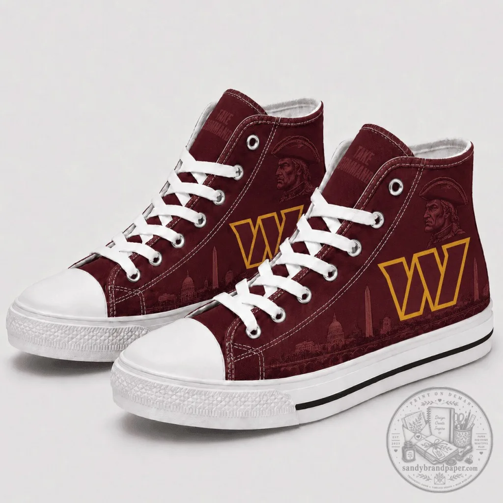 Washington Commanders Football Team High Top Canvas Sneakers Washington Commanders Football Team High Top Canvas Sneakers