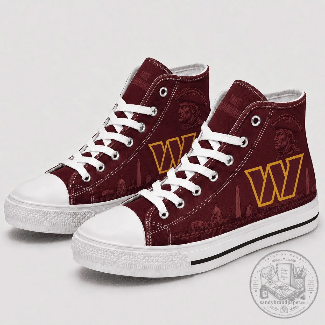 Washington Commanders Football Team High Top Canvas Sneakers