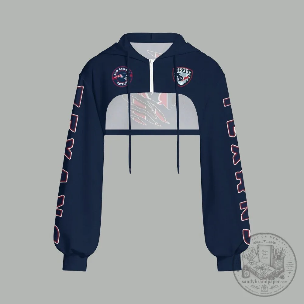 New England Patriots Houston Texans Cropped Zip-Up Hoodie