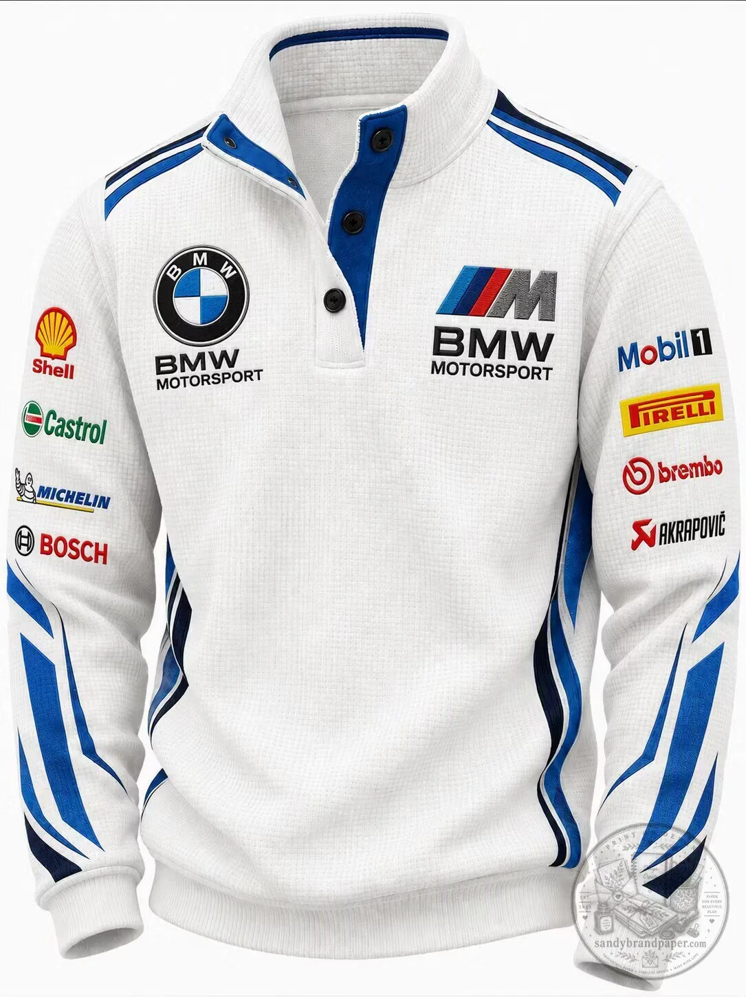 BMW Motorsport Racing Team White Quarter-Zip Pullover Sweatshirt