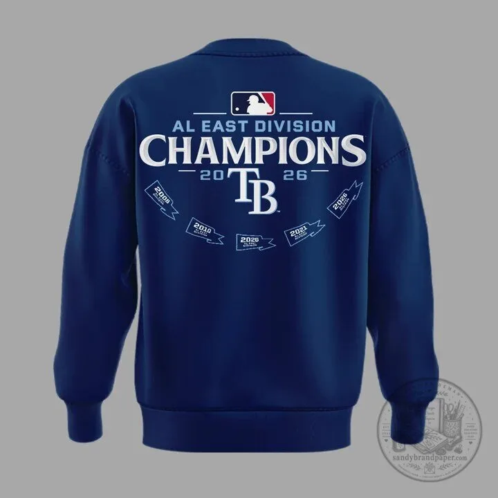 Tampa Bay Rays 2026 American League East Division Champions Sweatshirt 7 Tampa Bay Rays 2026 American League East Division Champions Sweatshirt