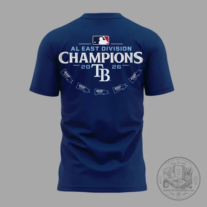 2026 American League East Division Champions T-Shirt for Tampa Bay Rays 6 2026 American League East Division Champions T-Shirt for Tampa Bay Rays
