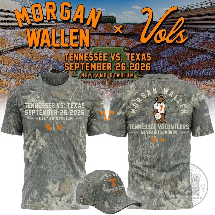 Morgan Wallen Tennessee Volunteers vs. Texas Neyland Stadium Camouflage T-Shirt