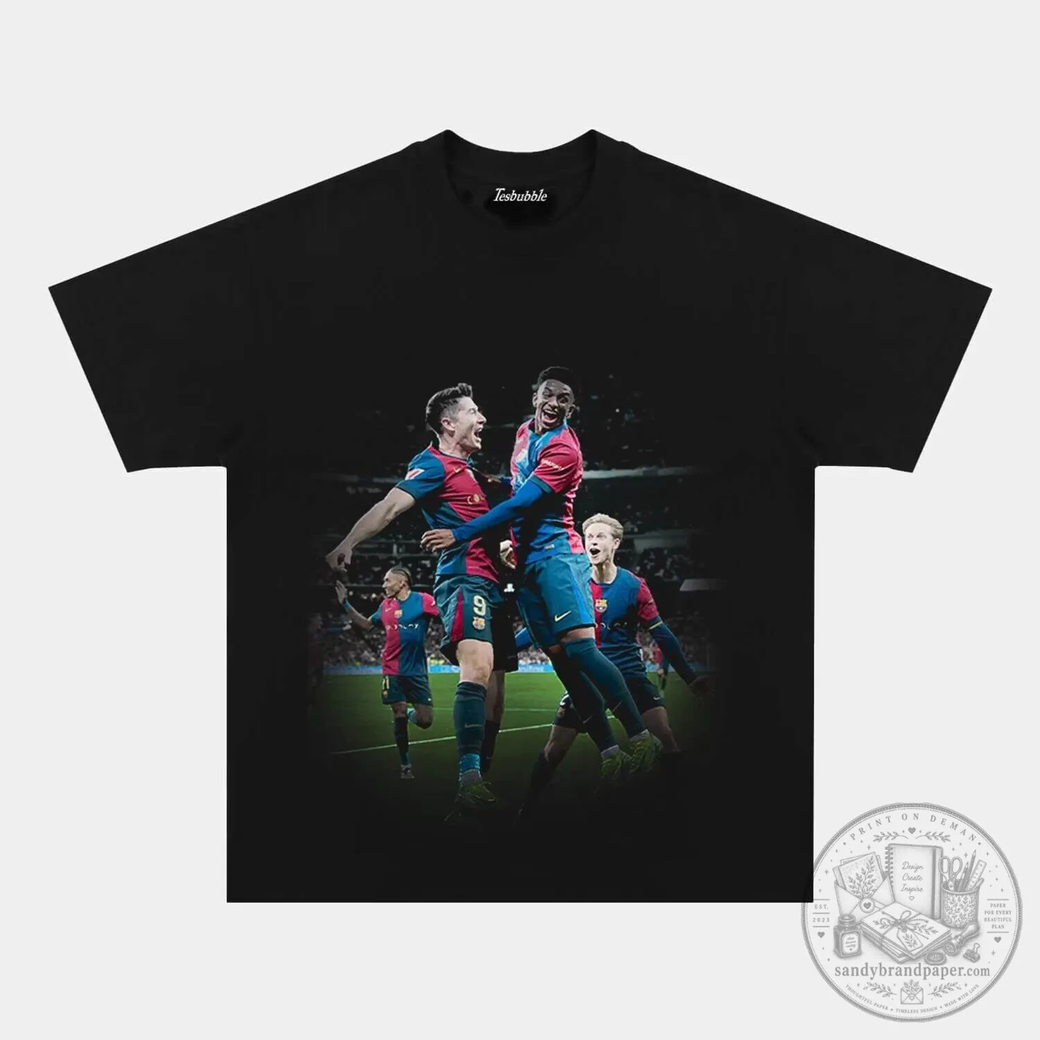 Barcelona Spanish Super Cup Football Celebration Black Graphic T-Shirt