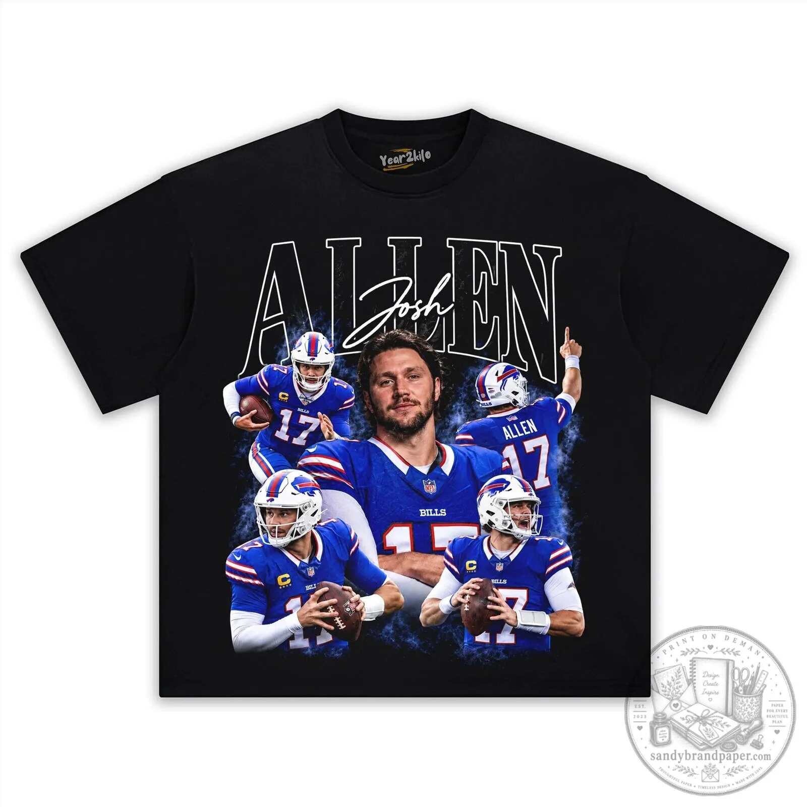 Josh Allen Buffalo Bills Vintage Football Player Graphic T-Shirt 9 Josh Allen Buffalo Bills Vintage Football Player Graphic T-Shirt