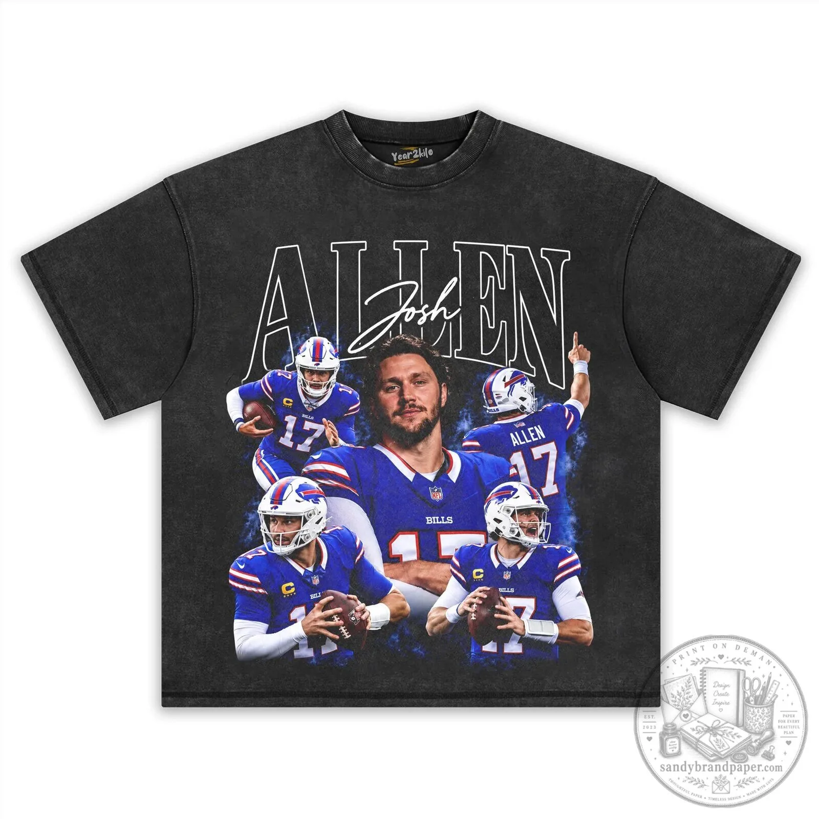 Josh Allen Buffalo Bills Vintage Football Player Graphic T-Shirt 10 Josh Allen Buffalo Bills Vintage Football Player Graphic T-Shirt