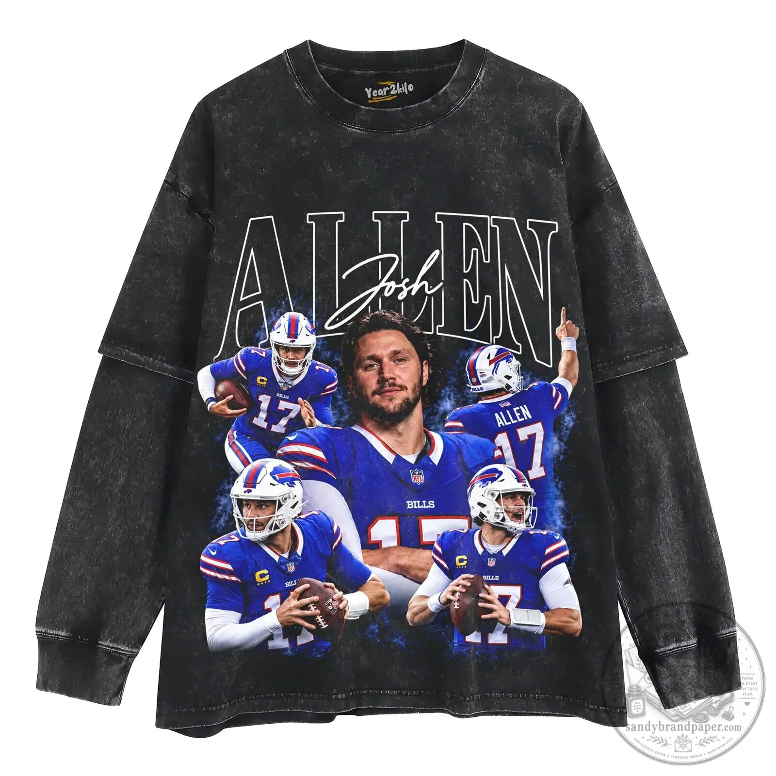 Josh Allen Buffalo Bills Vintage Football Player Graphic T-Shirt 12 Josh Allen Buffalo Bills Vintage Football Player Graphic T-Shirt