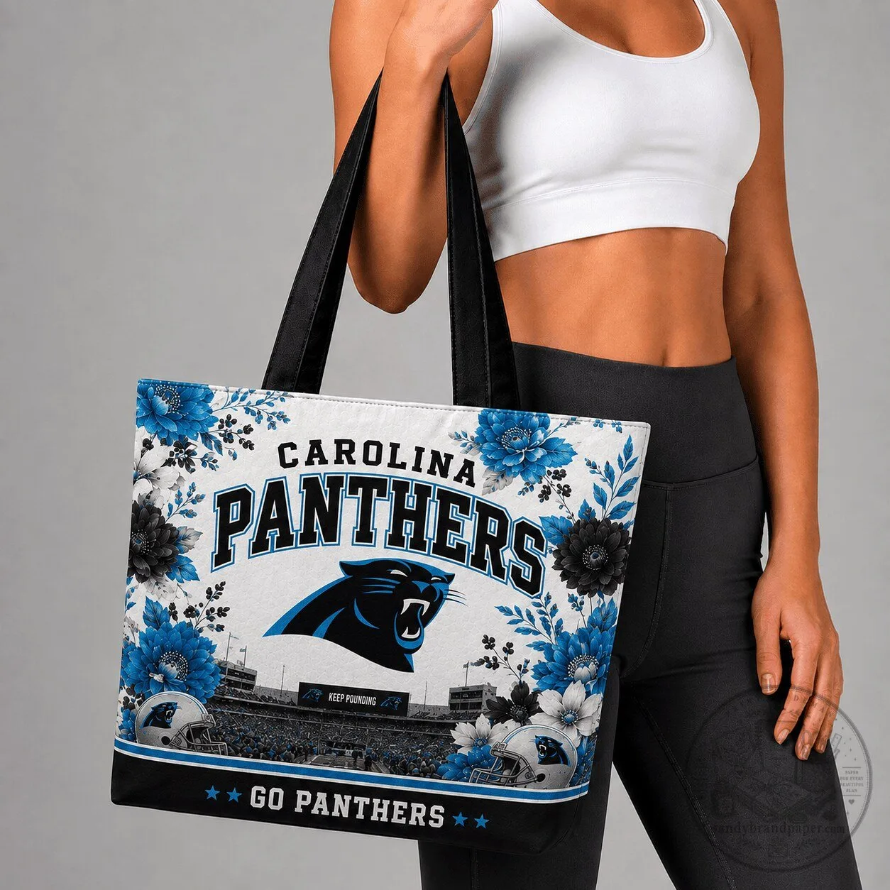 Carolina Panthers Floral Stadium Tote Bag