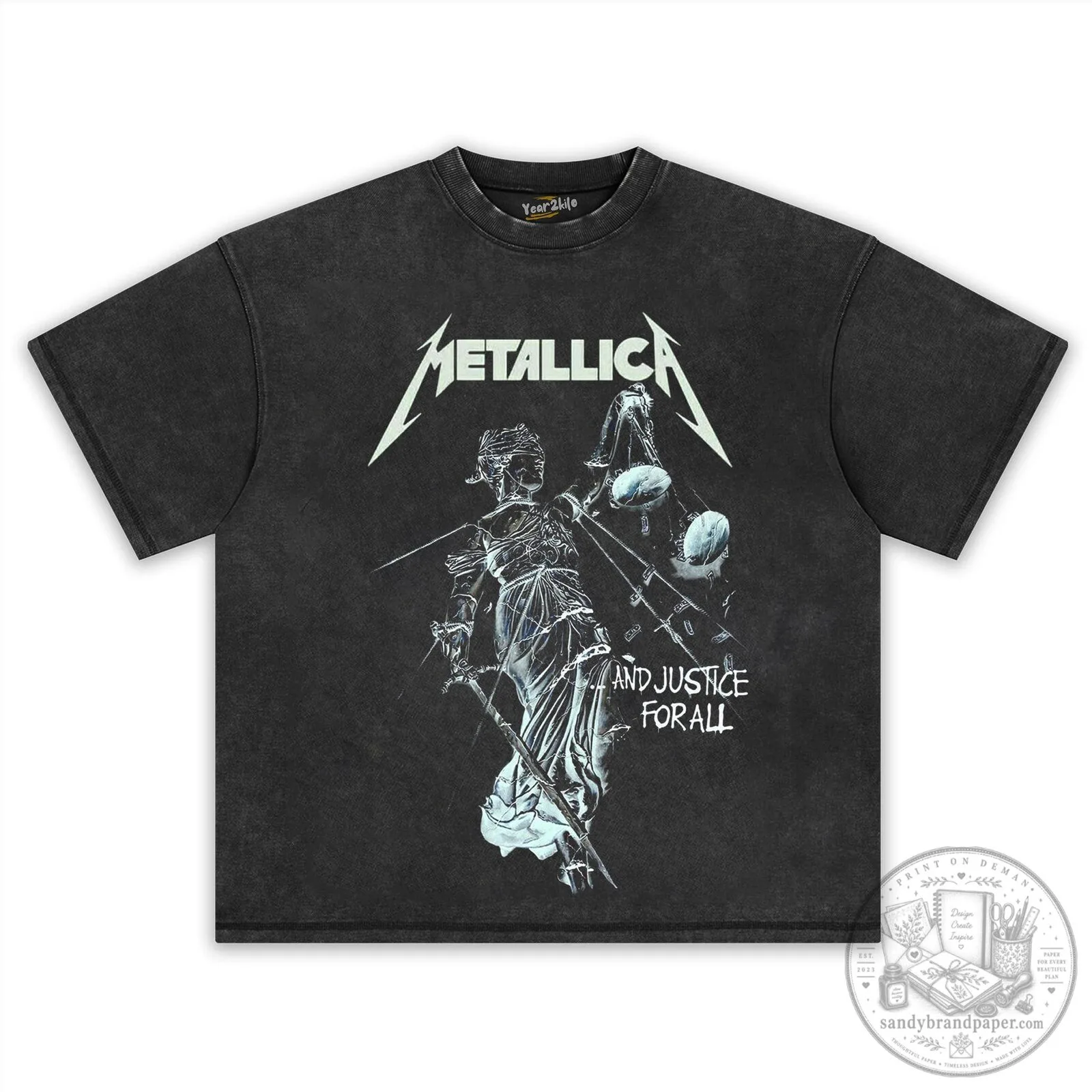 Heavy Metal Band T-Shirt featuring Metallica's And Justice For All Album Artwork 10 Heavy Metal Band T-Shirt featuring Metallica