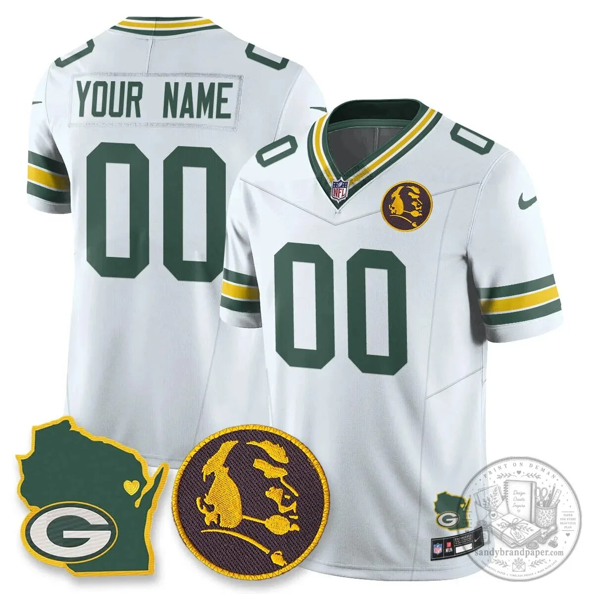 Custom Black Football Jersey for Green Bay Packers featuring John Madden 10 Custom Black Football Jersey for Green Bay Packers featuring John Madden