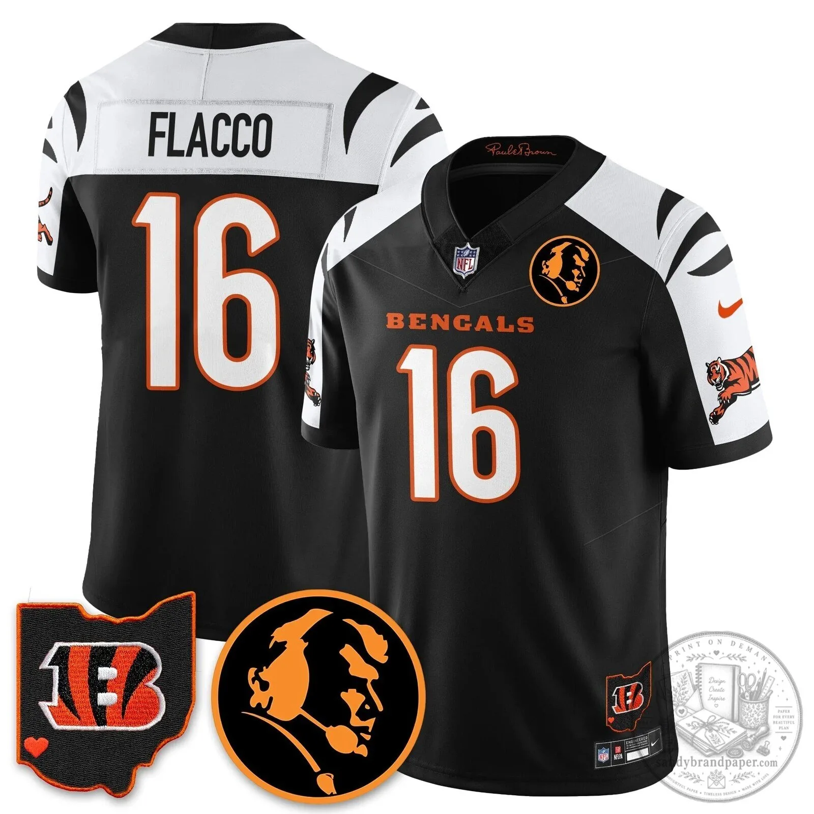 Cincinnati Bengals Joe Burrow John Madden Commemorative Football Jersey 51 Cincinnati Bengals Joe Burrow John Madden Commemorative Football Jersey