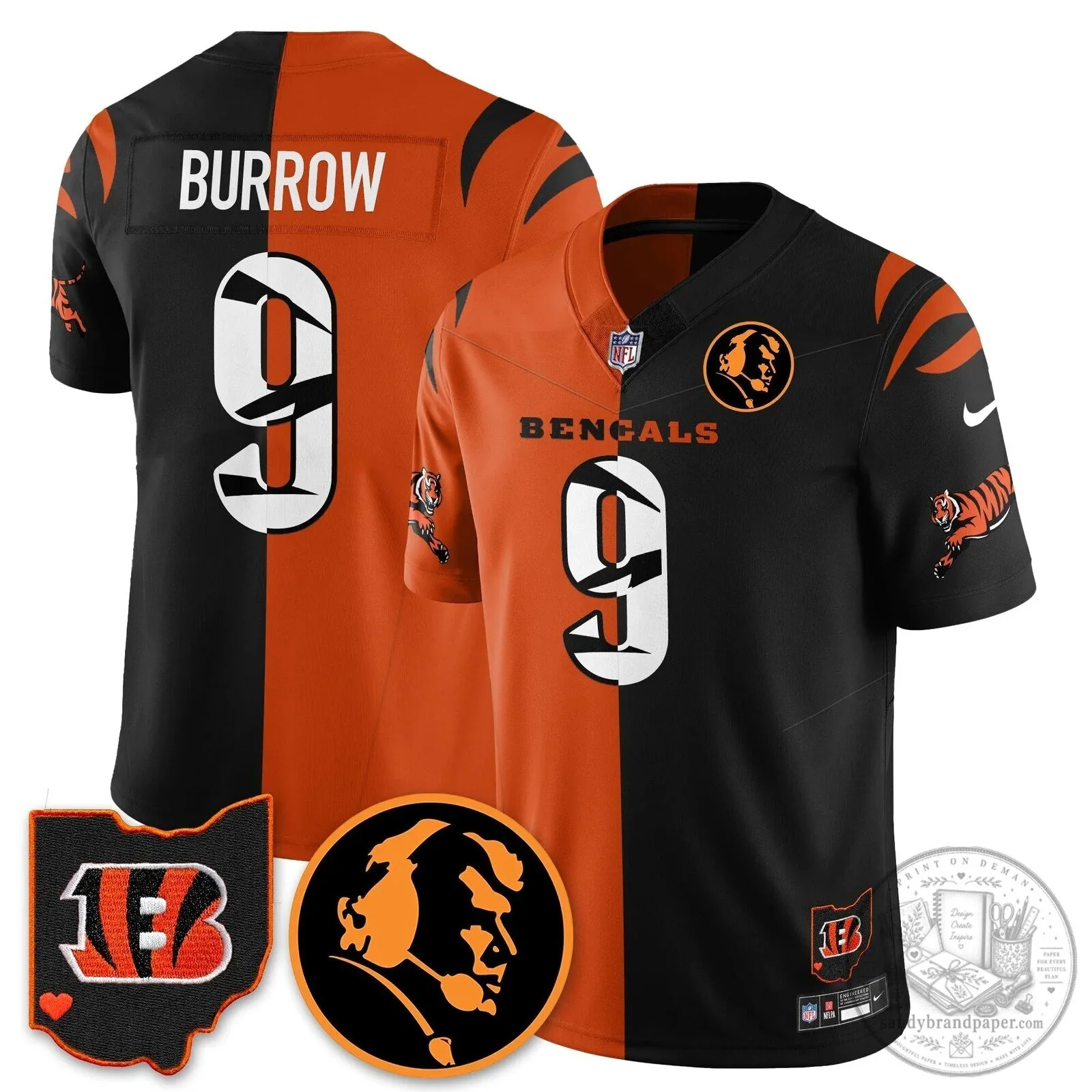 Cincinnati Bengals Joe Burrow John Madden Commemorative Football Jersey 56 Cincinnati Bengals Joe Burrow John Madden Commemorative Football Jersey