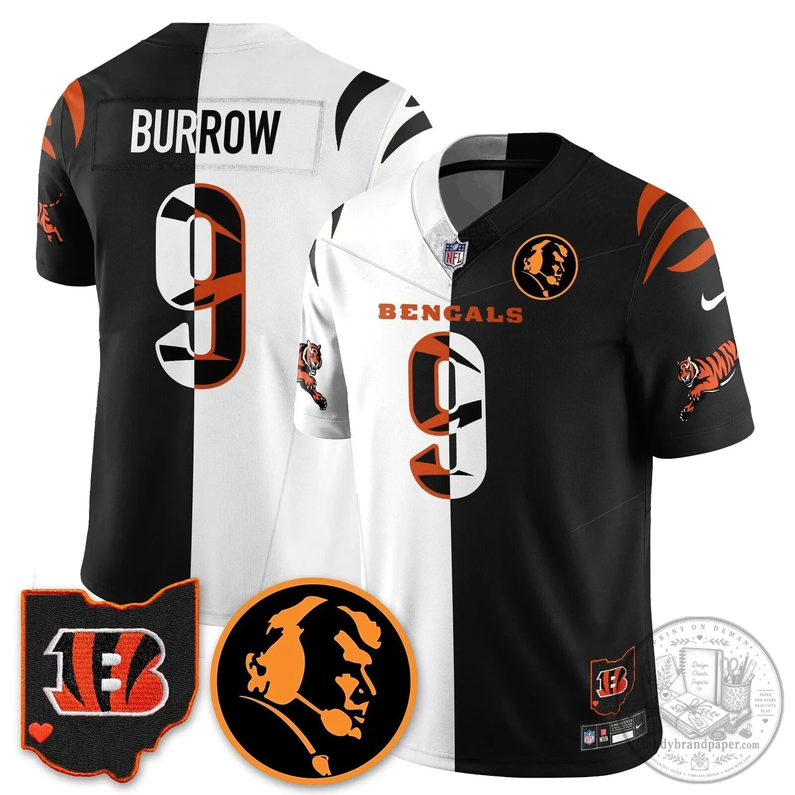 Cincinnati Bengals Joe Burrow John Madden Commemorative Football Jersey 63 Cincinnati Bengals Joe Burrow John Madden Commemorative Football Jersey