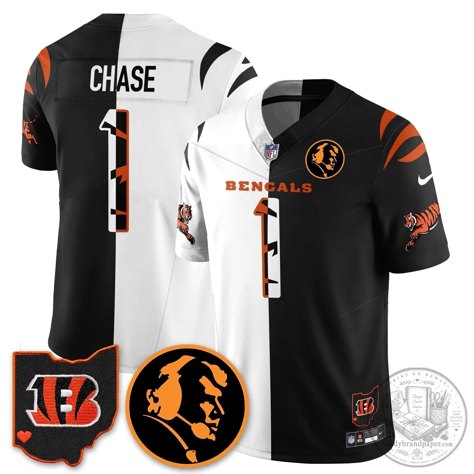Cincinnati Bengals Joe Burrow John Madden Commemorative Football Jersey 64 Cincinnati Bengals Joe Burrow John Madden Commemorative Football Jersey