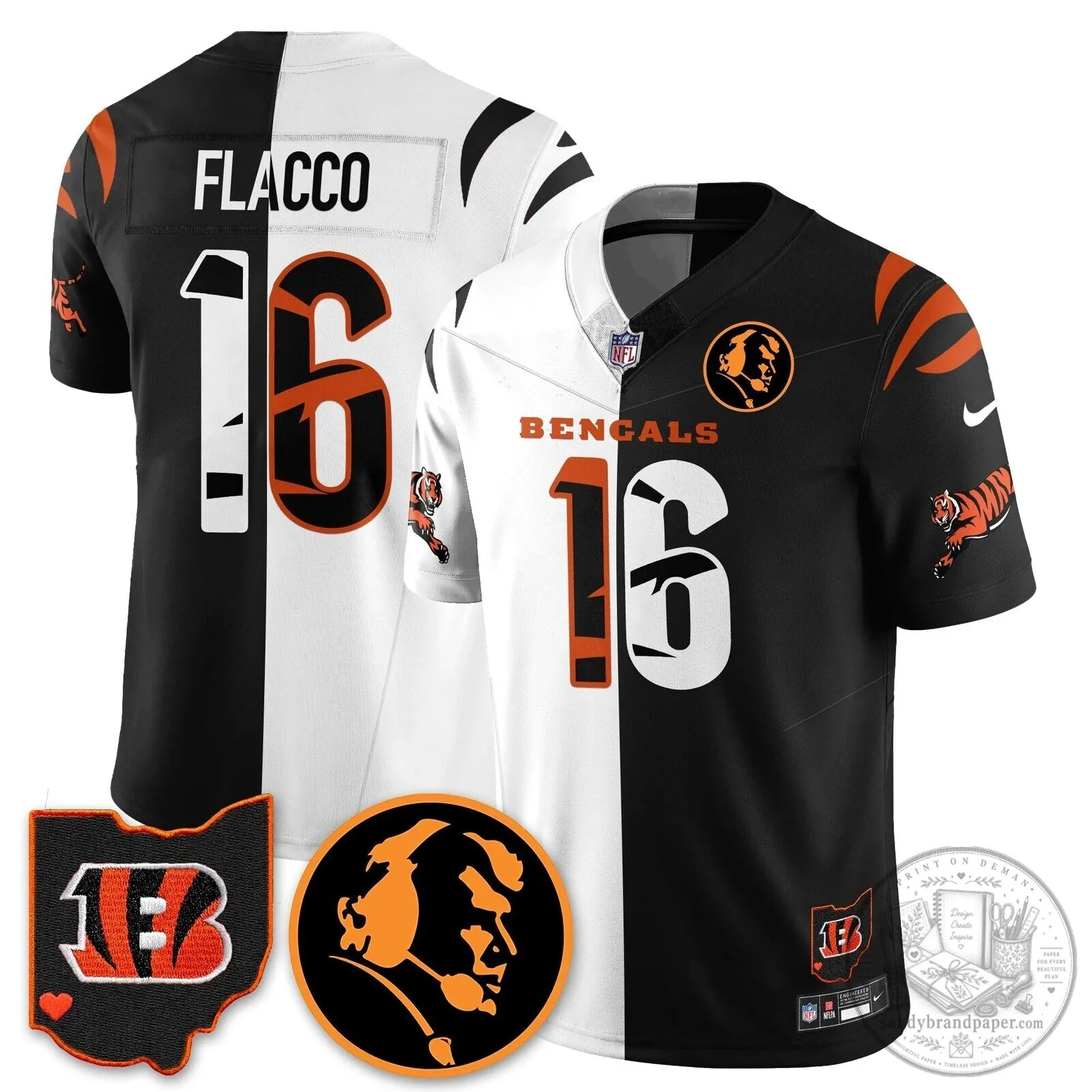 Cincinnati Bengals Joe Burrow John Madden Commemorative Football Jersey 65 Cincinnati Bengals Joe Burrow John Madden Commemorative Football Jersey